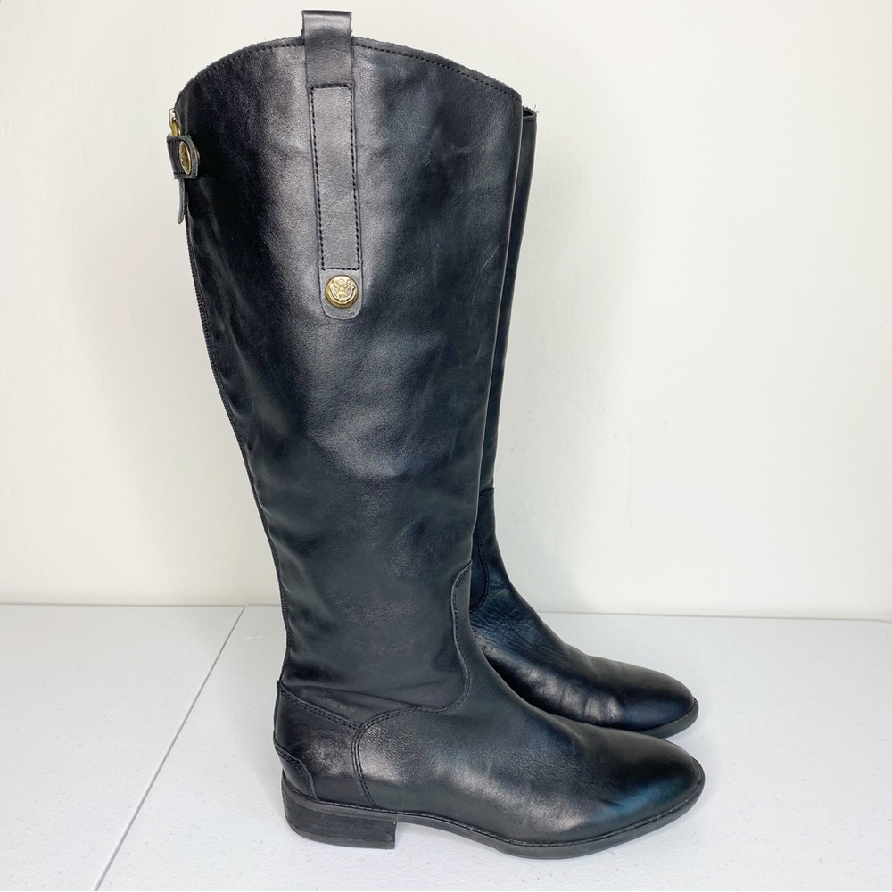Sam Edelman Penny Black Leather Riding Boots Size 6.5W